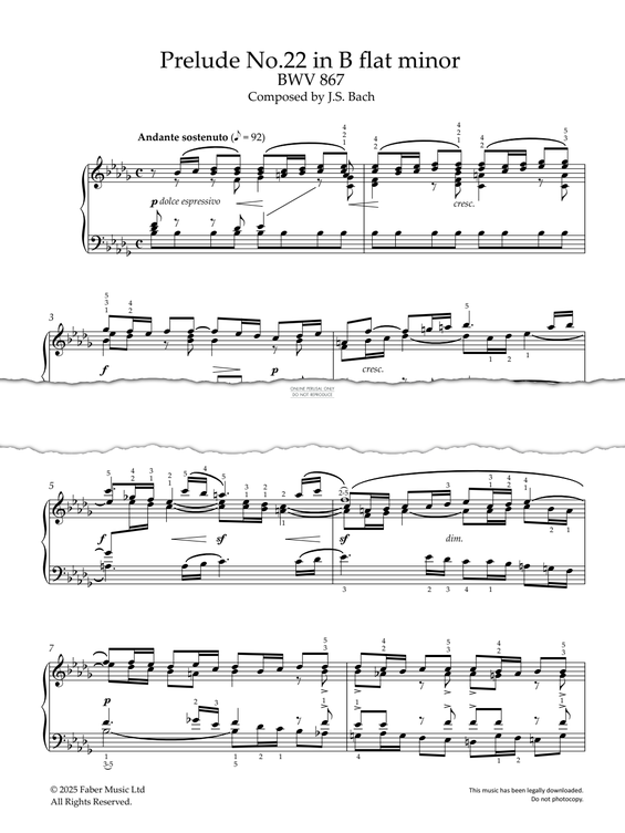 Produktgalerie: Seite 1 von 1 Prelude No.22 in B Flat Minor BWV 867, Johann Sebastian Bach, Klavier