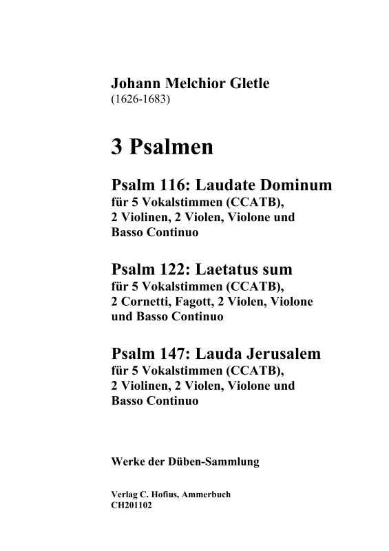 Produktbild zu: 3 Psalmen (Psalm 116: Laudate Dominum / Psalm 122: Laetatus sum / Psalm 147: Lauda Jerusalem)