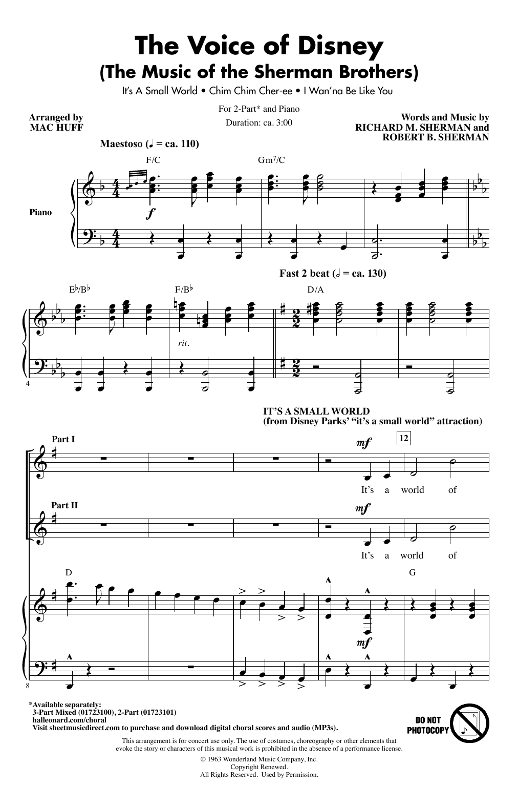 Produktgalerie: Seite 1 von 1 The Voice of Disney (The Music of the Sherman Brothers) (Medley) (arr. Mac Huff), Sherman Brothers, Chor