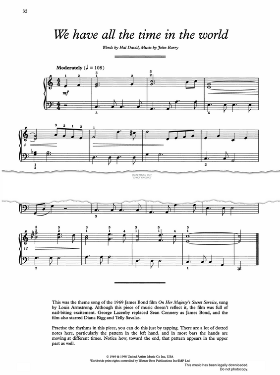 Product gallery: Page 1 of 1 We Have All The Time In The World, John Barry