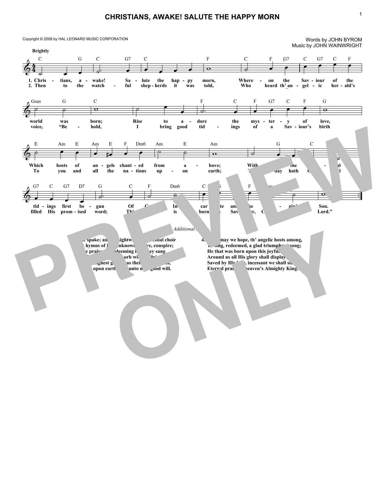 Product gallery: Page 1 of 1 Christians, Awake! Salute The Happy Morn, John Byrom