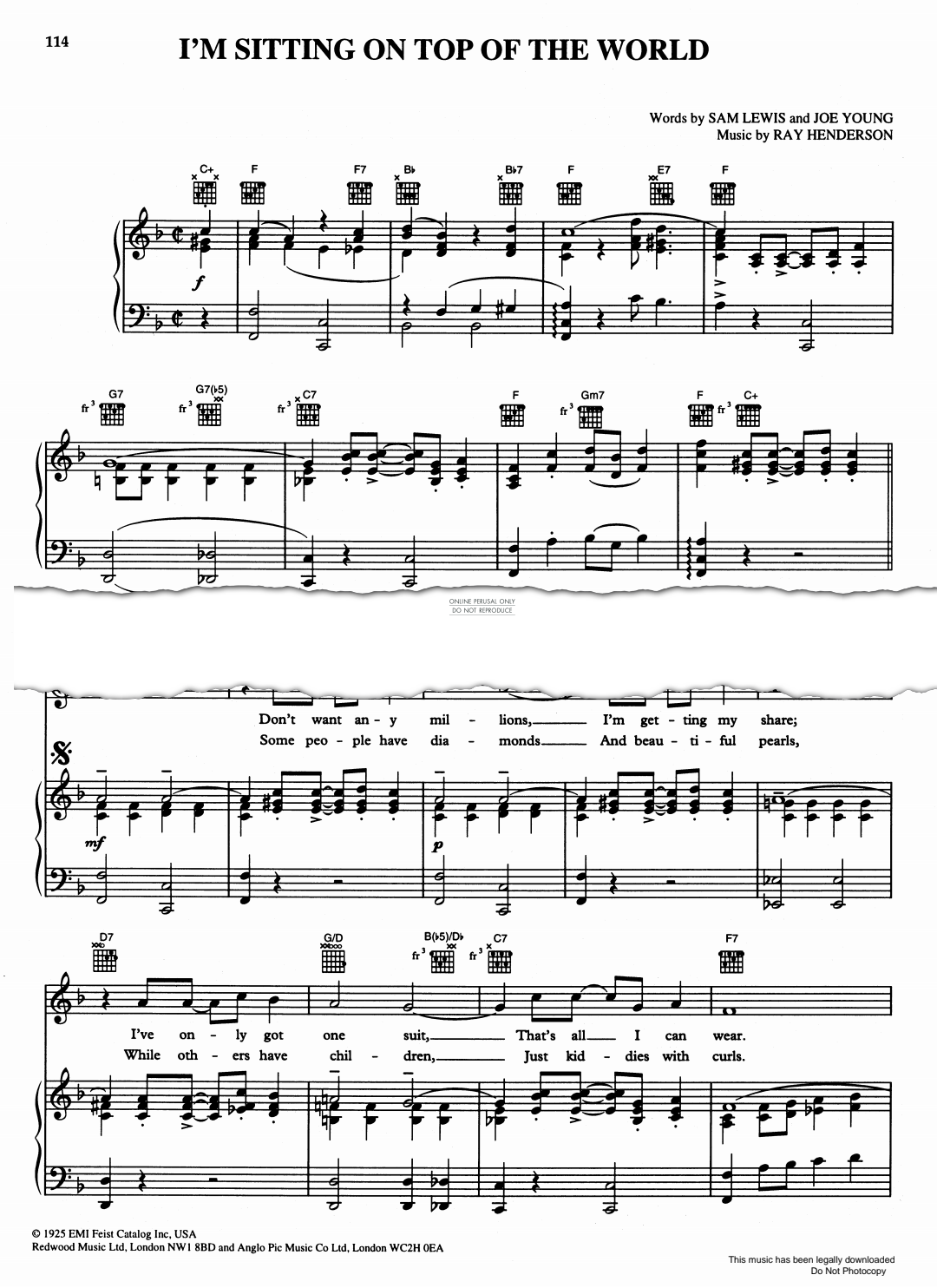 gallery: I'm Sitting on Top of the World, Ray Henderson