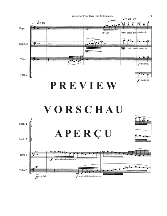Product gallery: Page 5 of 13 Fanfare for Four Bass Clef Instruments , , (Tuba Quartett EETT)