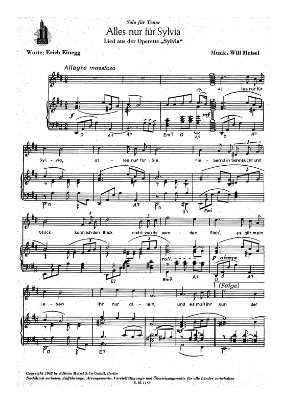 Produktbild zu: Alles nur für Sylviaaus: Sylvia (Operette)