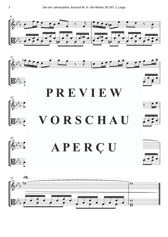 Produktgalerie: Seite 5 von 5 Die vier Jahreszeiten, Konzert Nr. 4 - Der Winter - 2. Largo, The Twiolins, (Duett Violine + Viola)