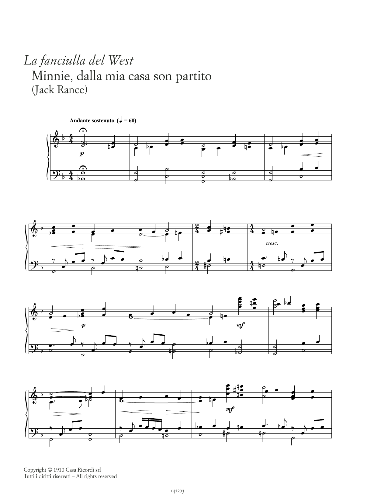 Product gallery: Page 1 of 1 Minnie, dalla mia casa son partito, Giacomo Puccini