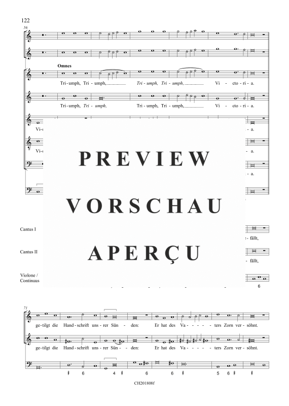 gallery: Triumph, Triumph, Victoria (aus: Fest-, Buß- und Danklieder), , (5 Vokalstimmen, 2 Trompeten, 3 Instrumente und Continuo)