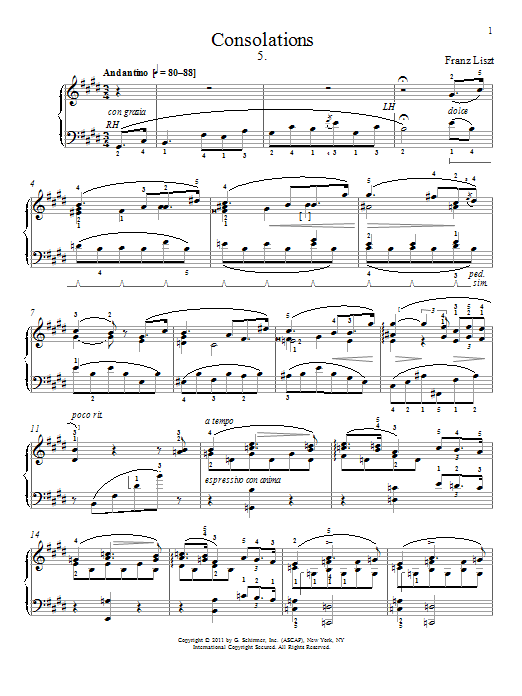Product gallery: Page 1 of 1 Consolation No. 5, Franz Liszt