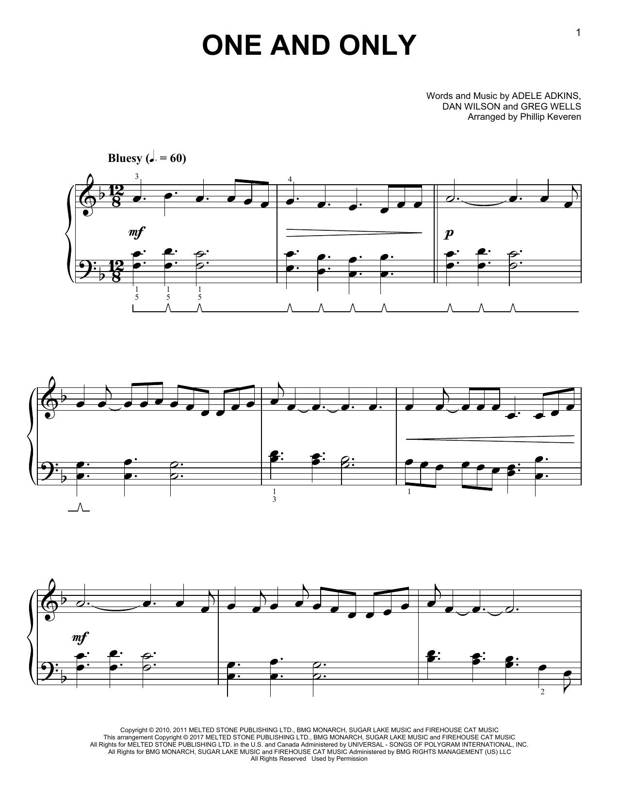 Produktbild zu: One And Only [Classical version] (arr. Phillip Keveren)