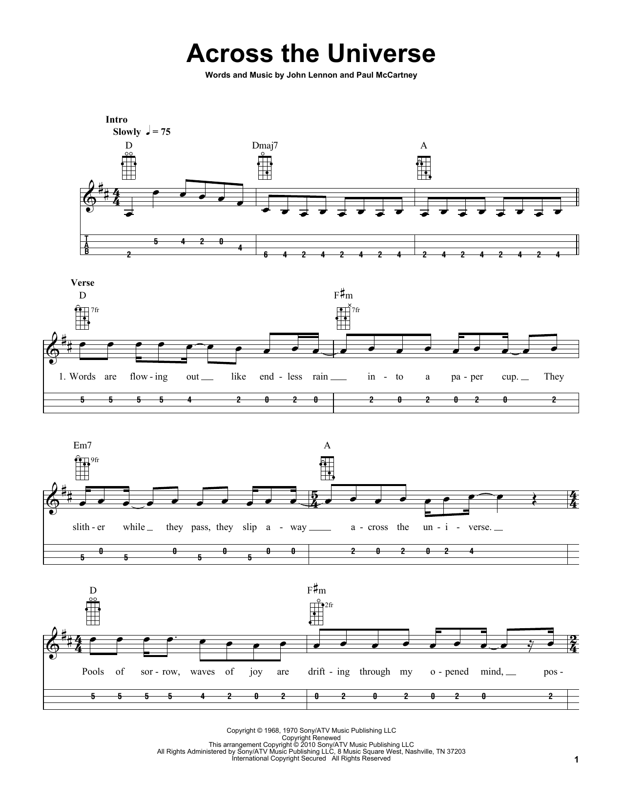 Produktbild zu: Across The Universe (arr. Bobby Westfall)