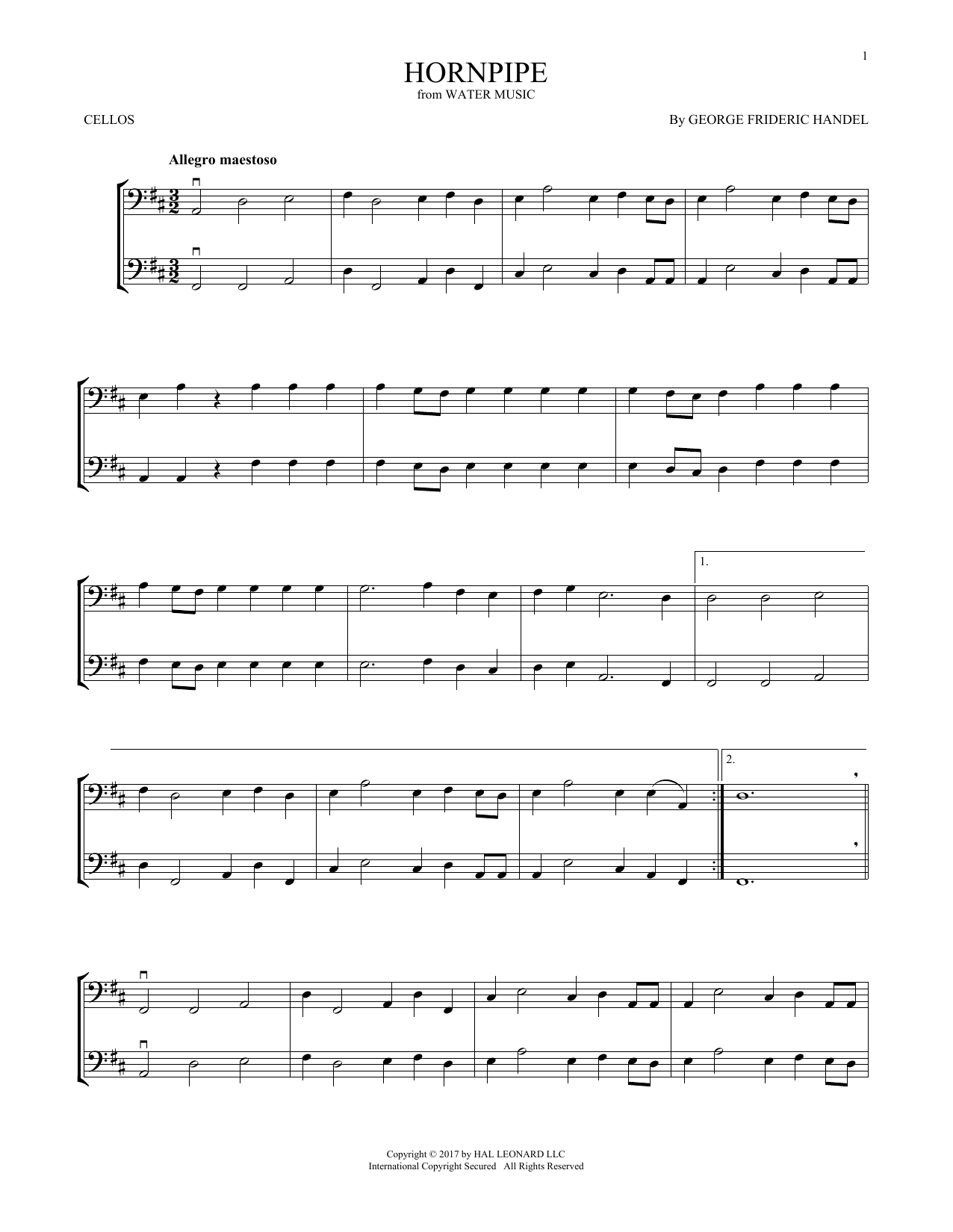 Produktgalerie: Seite 1 von 1 Hornpipe, George Frideric Handel, Violoncello