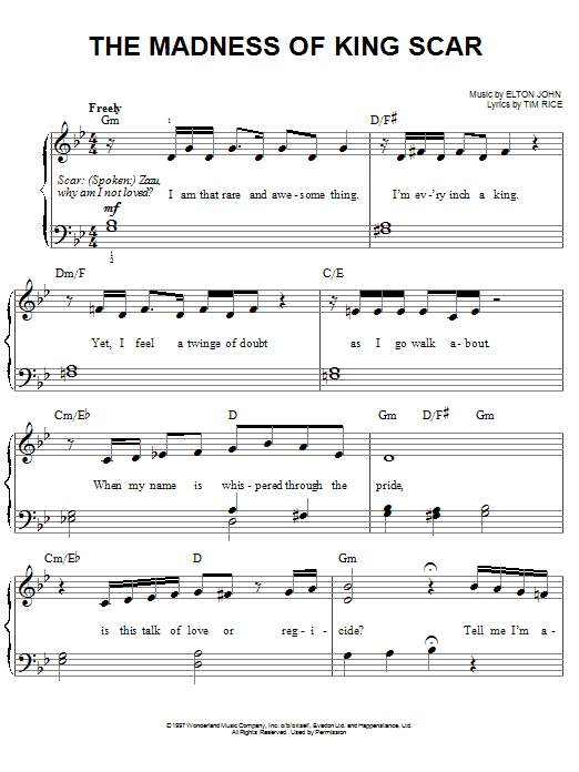 Produktbild zu: The Madness Of King Scar (from The Lion King: Broadway Musical)