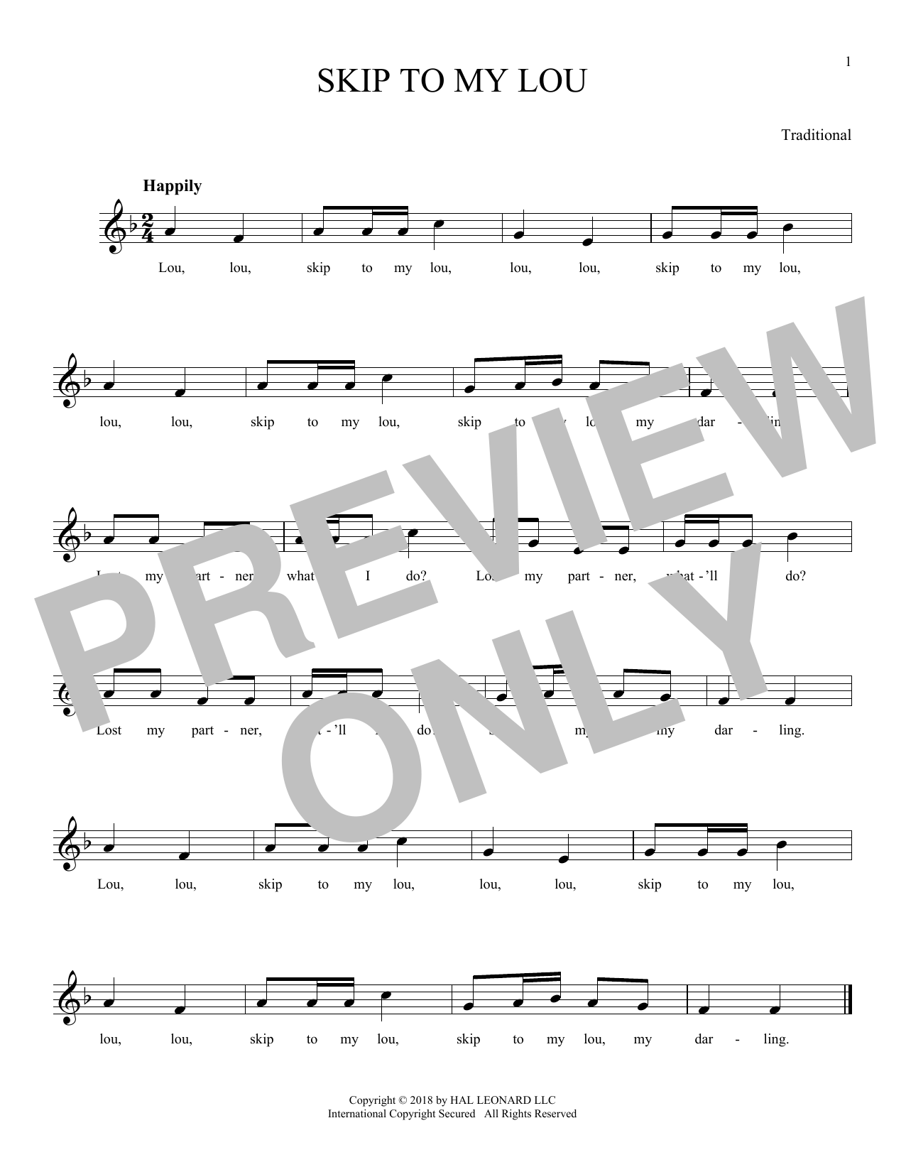 Product gallery: Page 1 of 1 Skip To My Lou, Traditional
