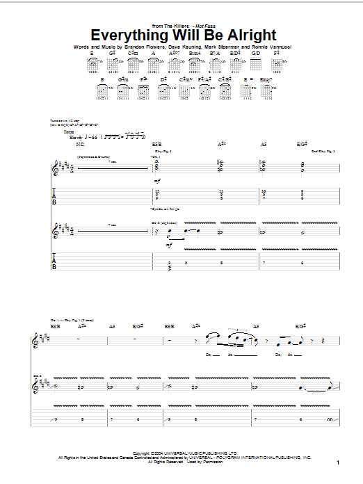 Produktgalerie: Seite 1 von 1 Everything Will Be Alright, The Killers, Gitarre