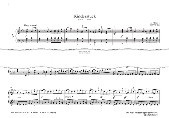 Produktgalerie: Seite 1 von 1 Kinderstücke in G minor, Felix Mendelssohn, Klavier