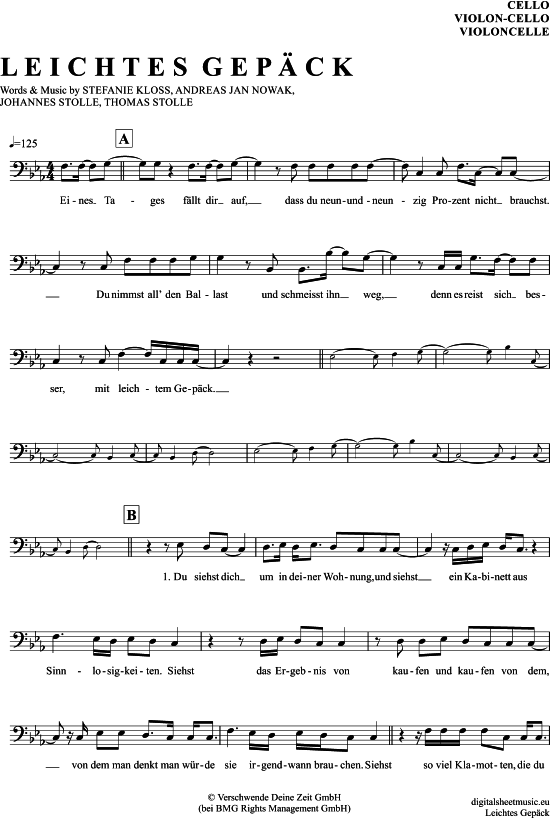 Produktgalerie: Seite 1 von 4 Leichtes Gepäck , Silbermond, (Violon-Cello)