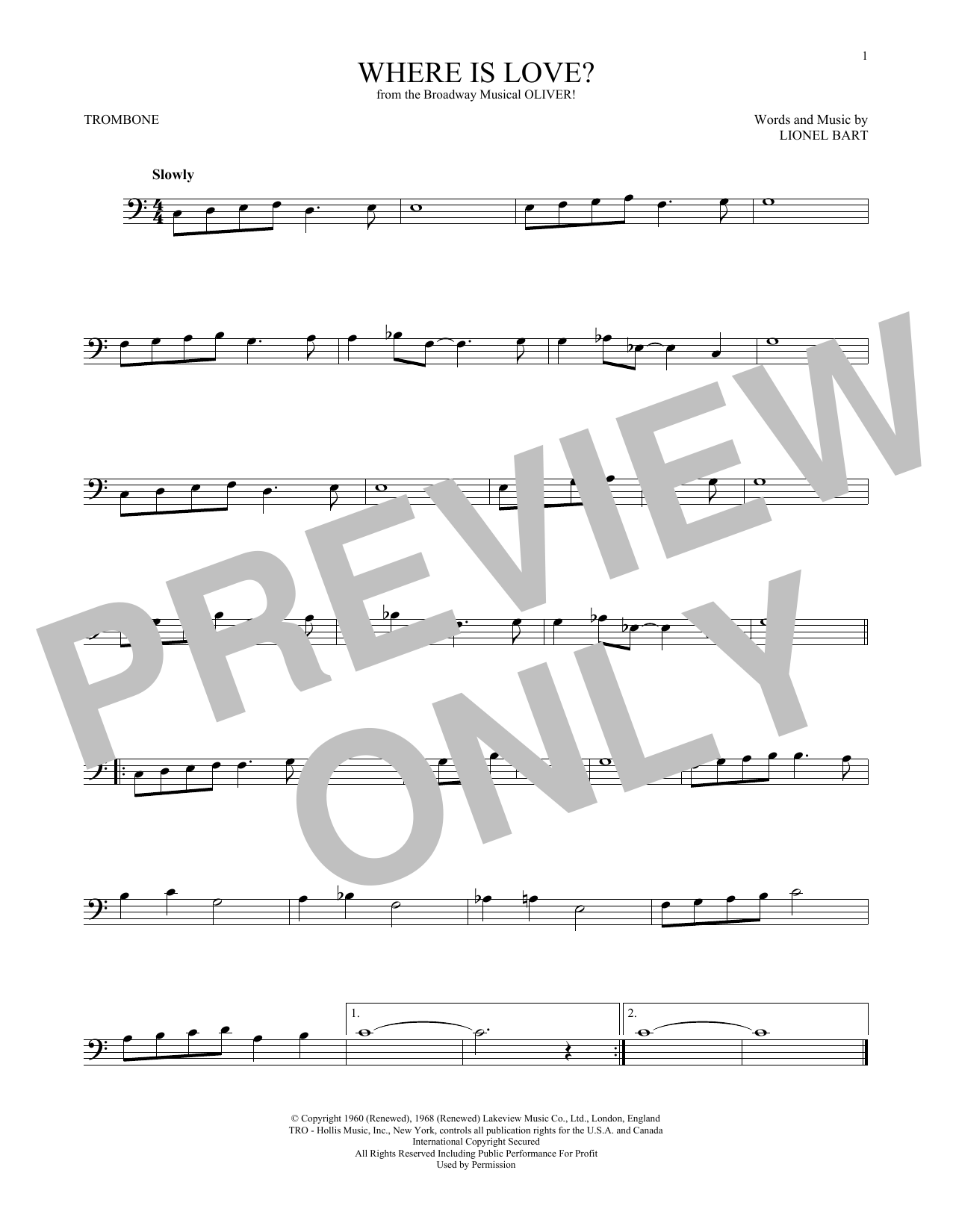 Product gallery: Page 1 of 1 Where Is Love?, Lionel Bart