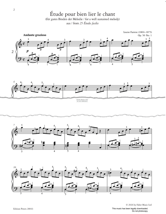 Produktgalerie: Seite 1 von 1 Etude in C Op. 50 No.1, Louise Farrenc, Klavier