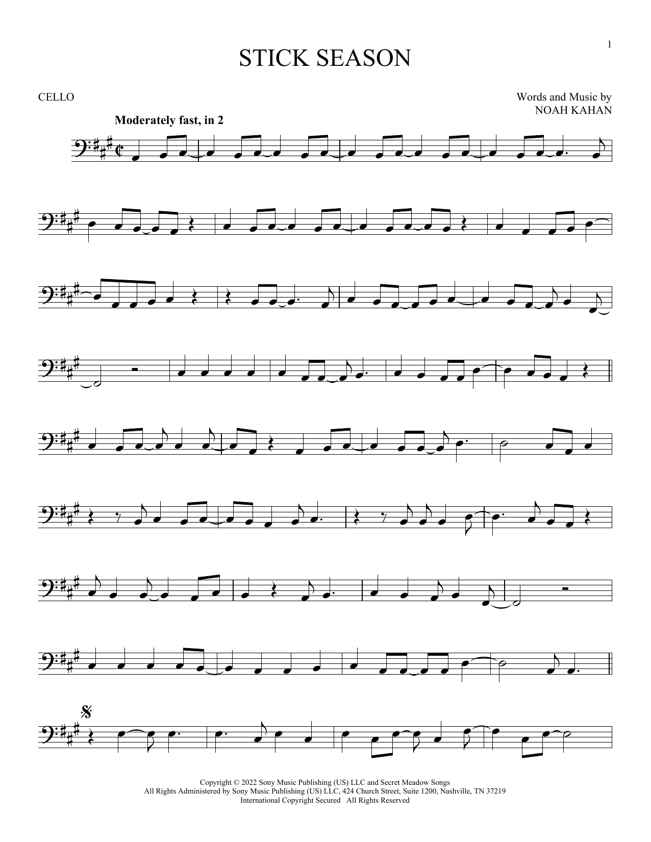 Produktgalerie: Seite 1 von 1 Stick Season, Noah Kahan, Violoncello