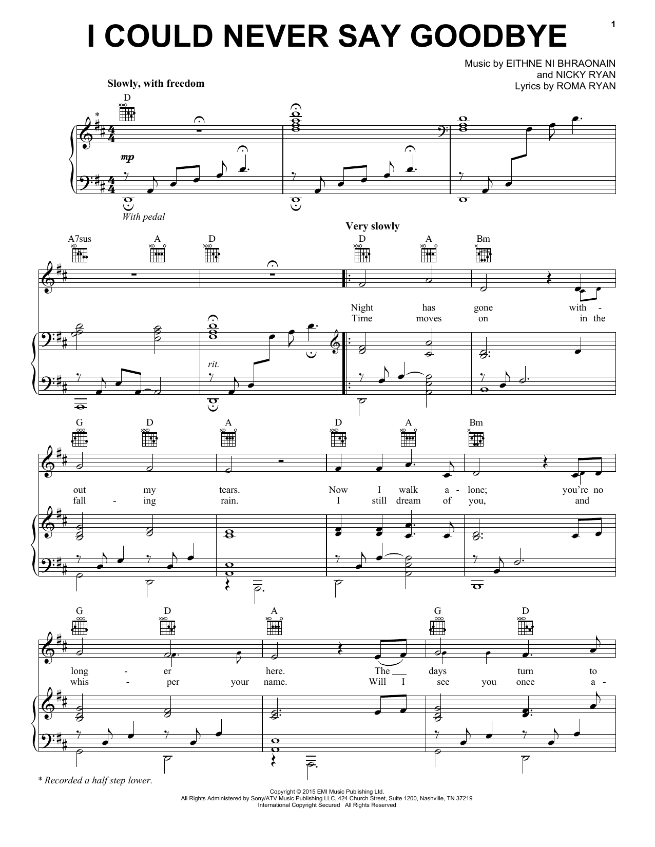 Produktgalerie: Seite 1 von 1 I Could Never Say Goodbye, Enya, Gesang, Gitarre, Klavier