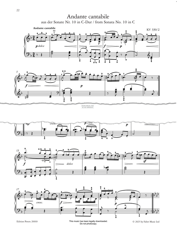 Product picture to: Andante Cantabile from Sonata No. 10, KV 330/2