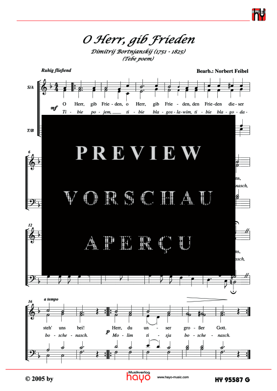 Product picture to: O Herr, gib FriedenDimitri Bortniansky