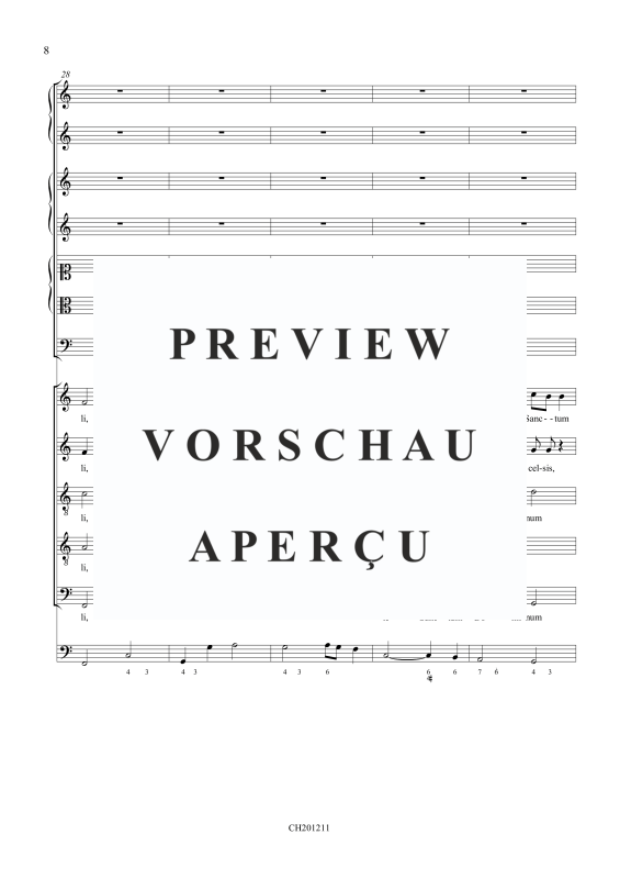 Produktgalerie: Seite 9 von 11 Te Sanctum Dominum - Concerto in Festo Trinitatis, , Gemischtes Ensemble SATTB, 2 Trompeten, 2 Violinen, 2 Violen, Fagott und BC