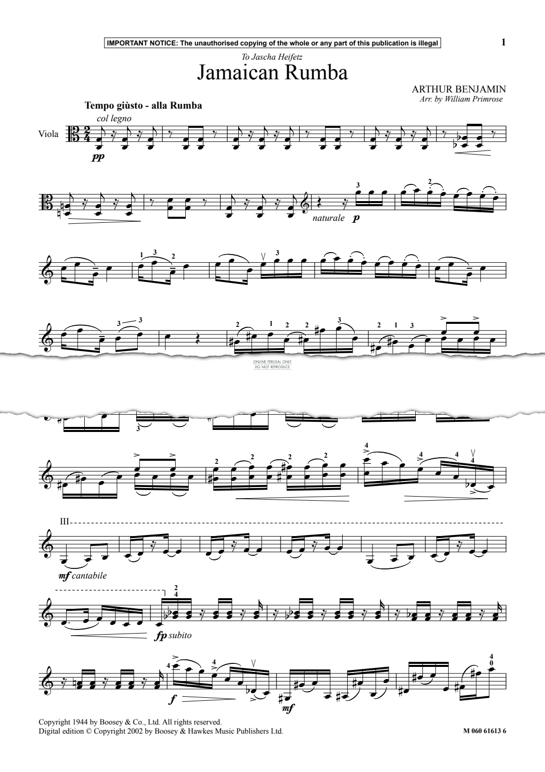 Produktgalerie: Seite 1 von 1 Jamaican Rumba, Arthur Benjamin, Klavier, Viola