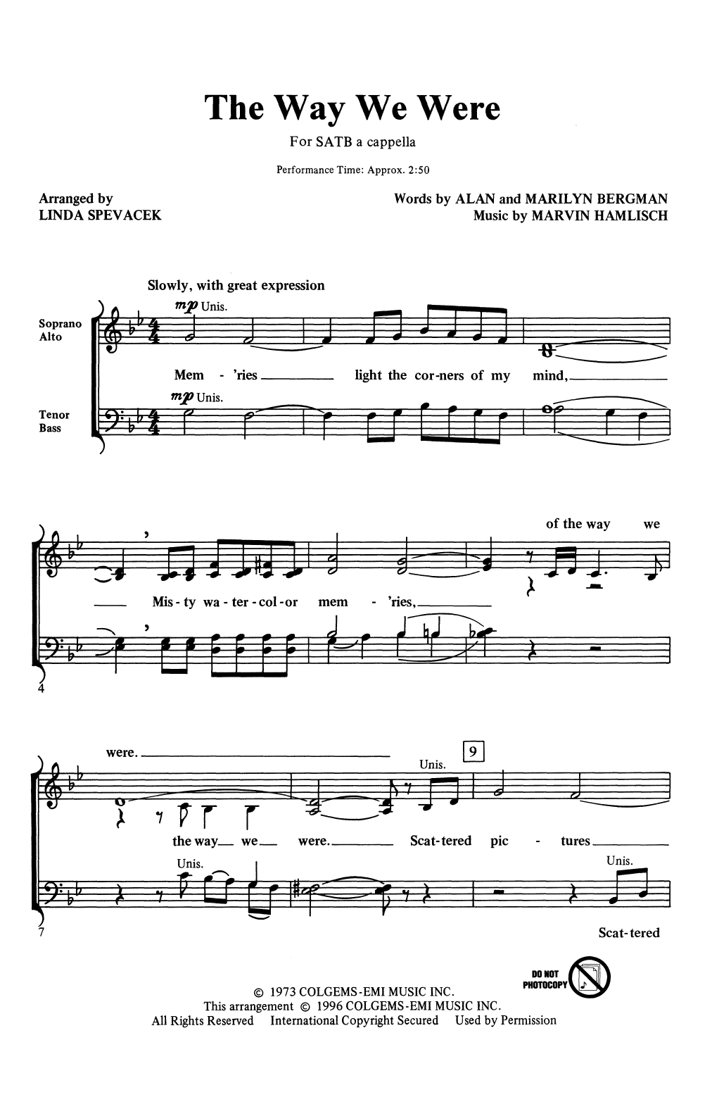 Produktgalerie: Seite 1 von 1 The Way We Were (arr. Linda Spevacek), Linda Spevacek, Chor