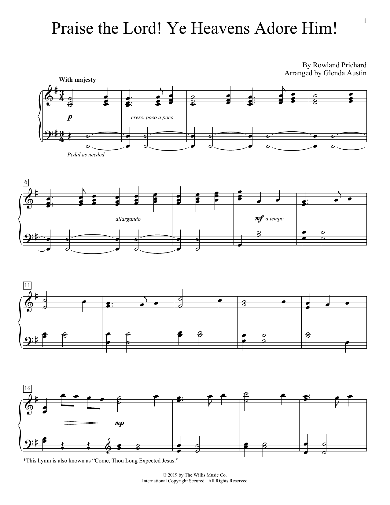 Produktbild zu: Praise The Lord! Ye Heavens Adore Him! (arr. Glenda Austin)