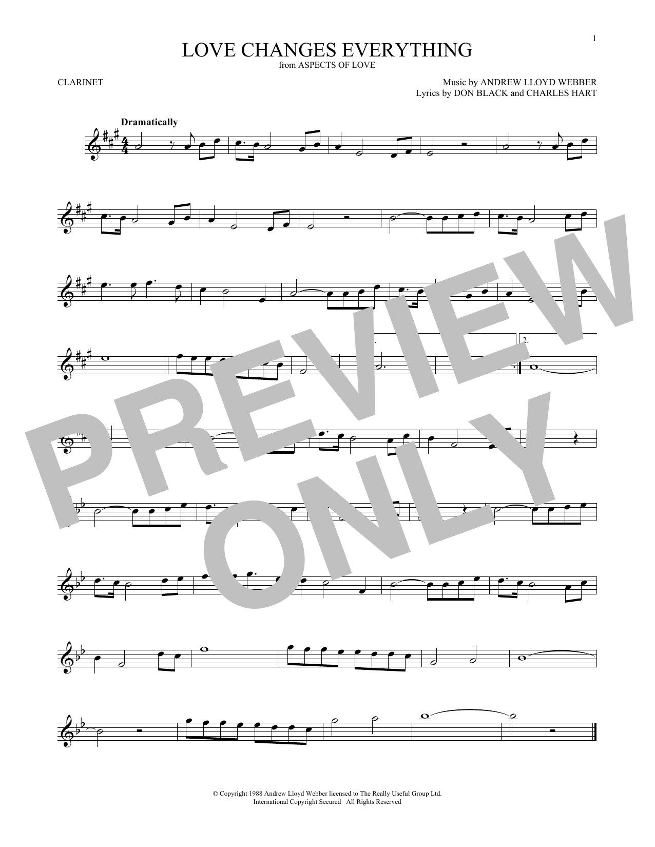 Product gallery: Page 1 of 1 Love Changes Everything (from Aspects of Love), Andrew Lloyd Webber
