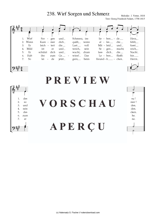 Product picture to: Wirf Sorgen und Schmerz J. Vetter, 1818 / Georg Friedrich Fickert, 1758-1815