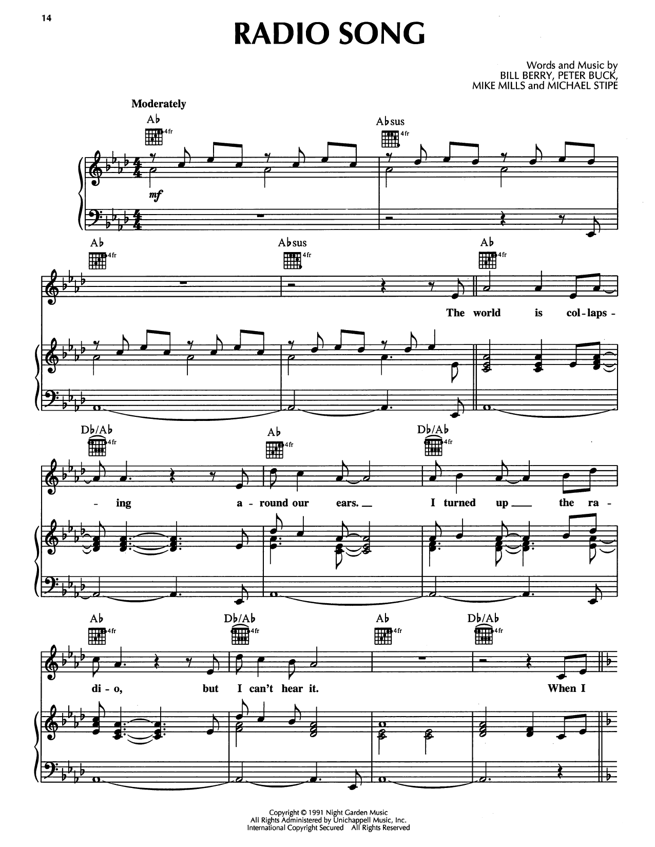 Produktgalerie: Seite 1 von 1 Radio Song, R.E.M., Gesang, Gitarre, Klavier