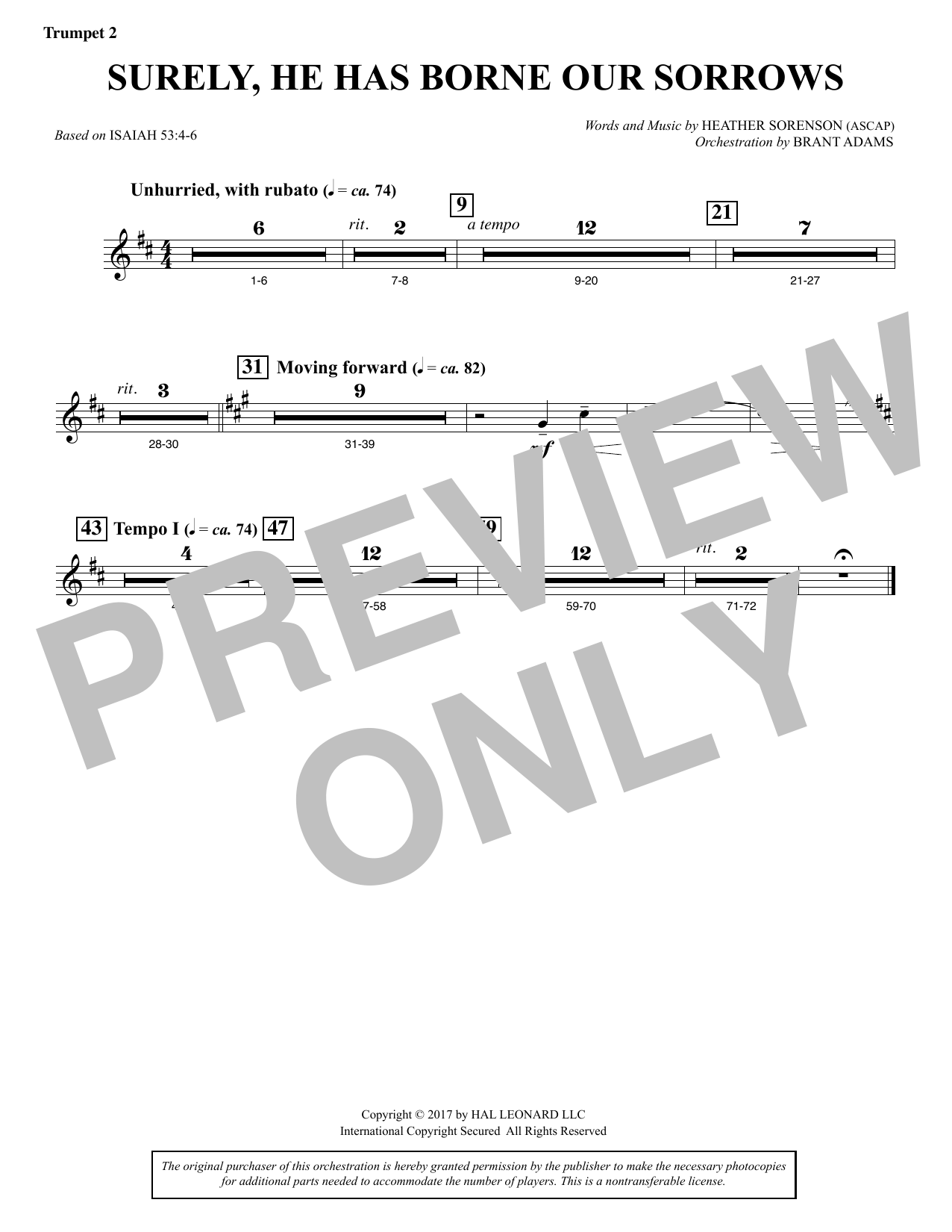 Produktbild zu: Surely, He Has Borne Our Sorrows - Bb Trumpet 2