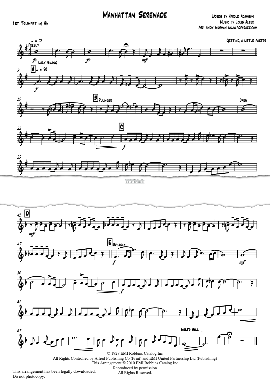 Produktgalerie: Seite 1 von 1 Manhattan Serenade, Harold Adamson, Quintett