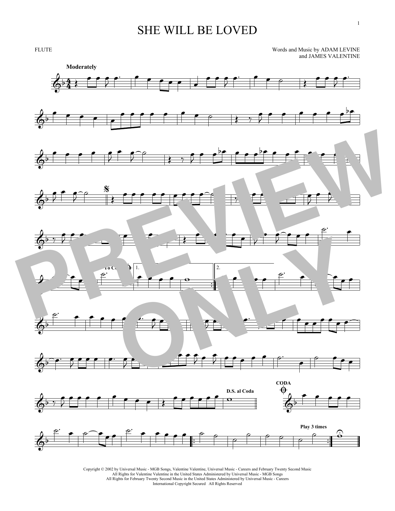 Product gallery: Page 1 of 1 She Will Be Loved, Maroon 5