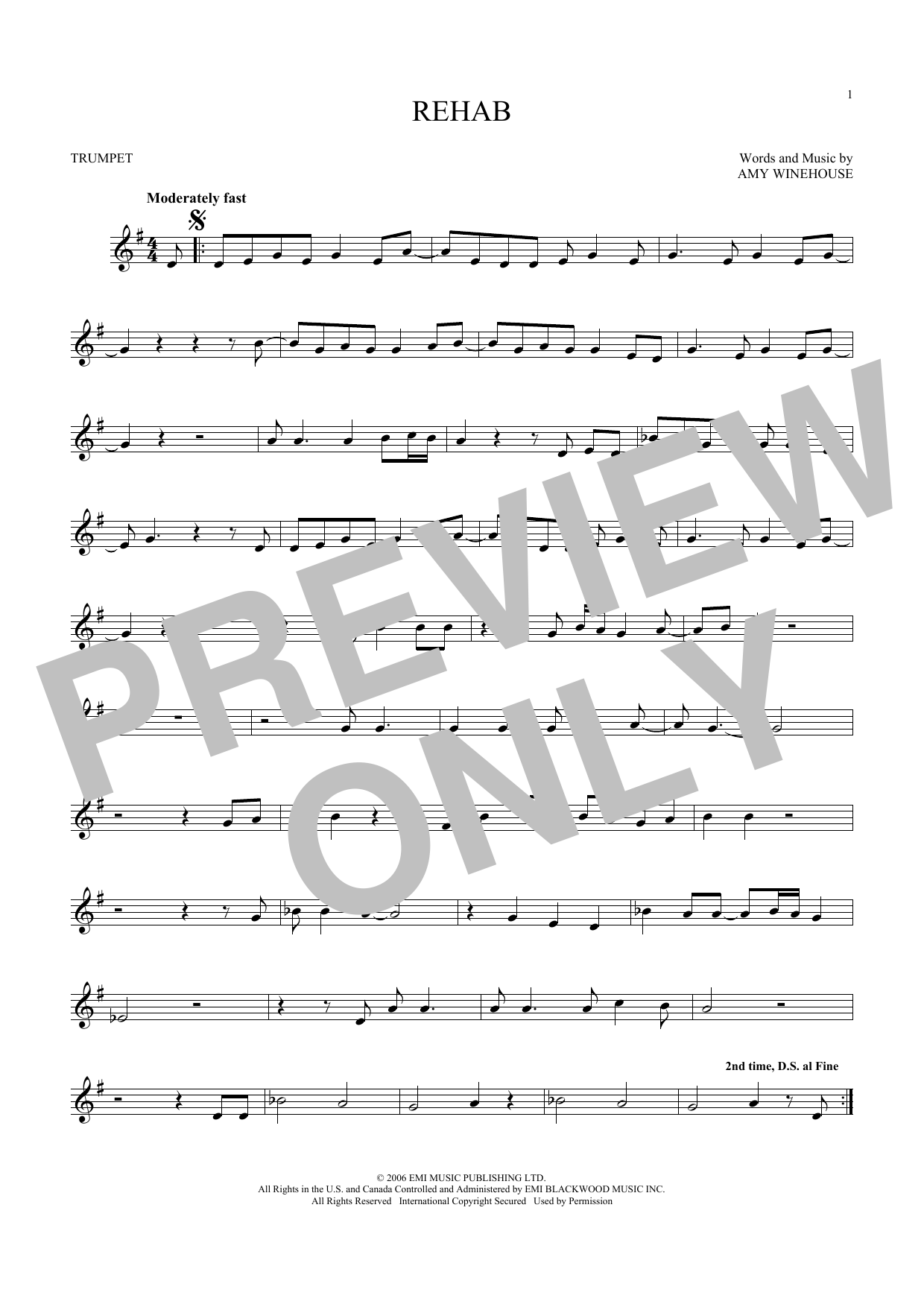 Produktgalerie: Seite 1 von 1 Rehab, Amy Winehouse, Trompete