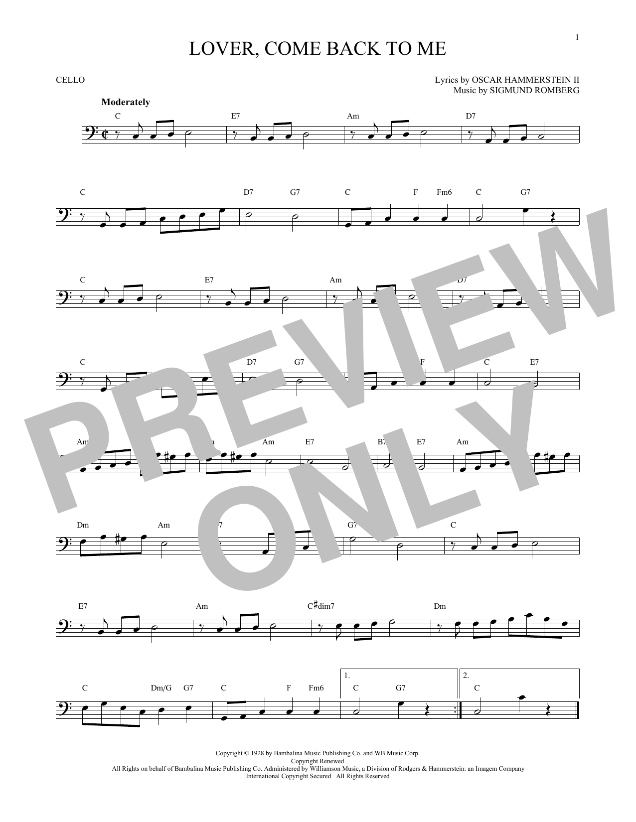 Produktgalerie: Seite 1 von 1 Lover, Come Back To Me, Oscar Hammerstein II, Violoncello