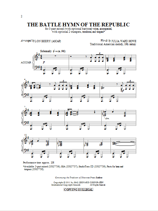 Product picture to: Battle Hymn Of The Republic