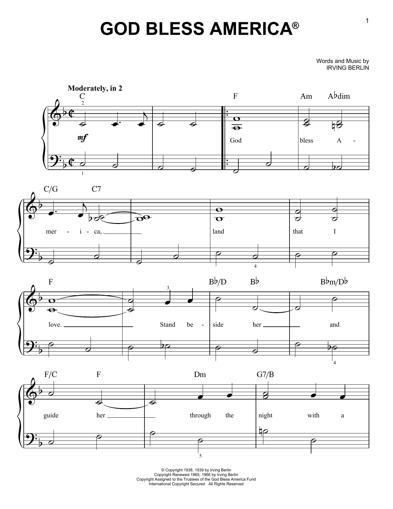 Produktgalerie: Seite 1 von 1 God Bless America, Irving Berlin, Klavier