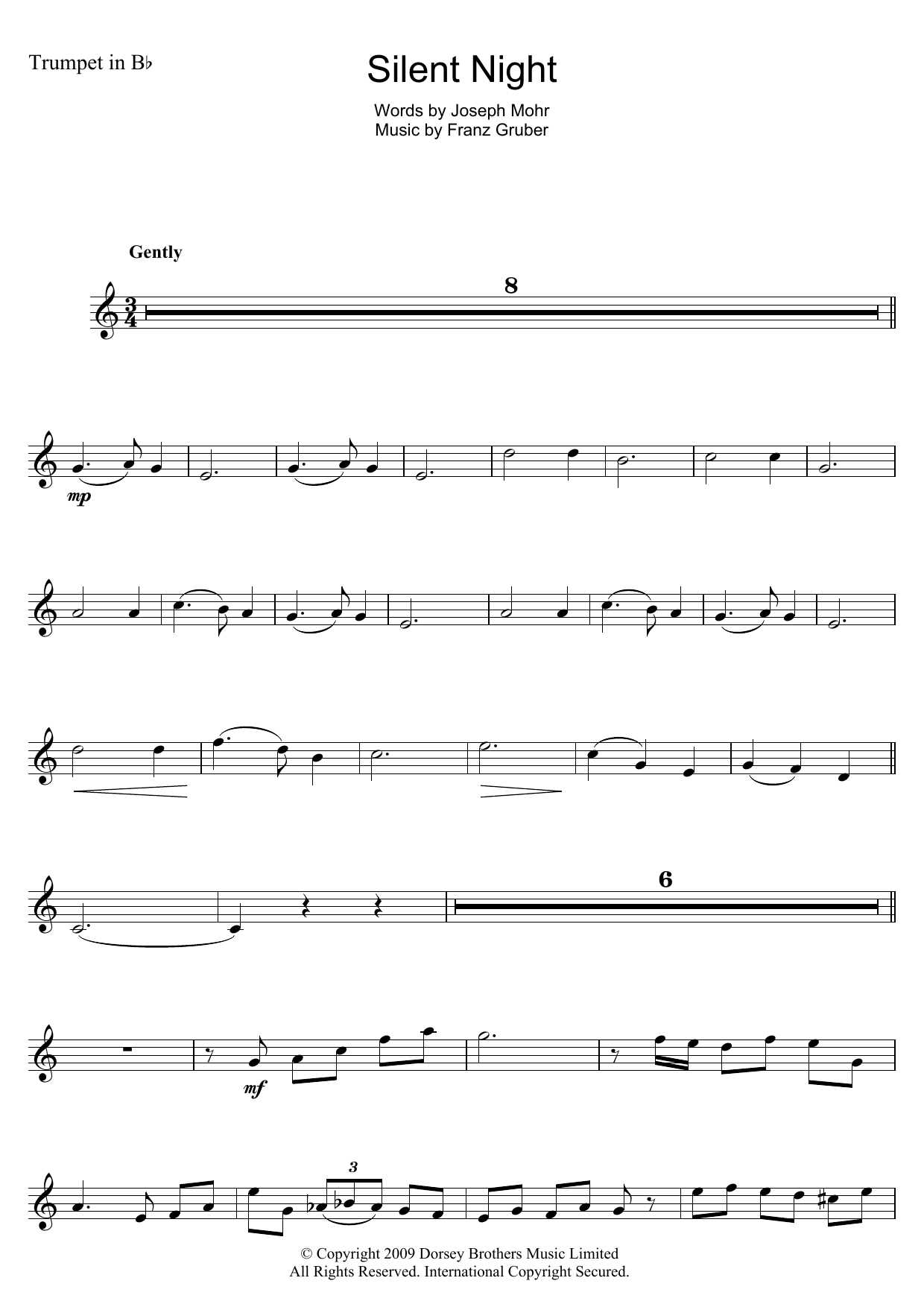 Produktgalerie: Seite 1 von 1 Silent Night, Traditional Carol, Trompete