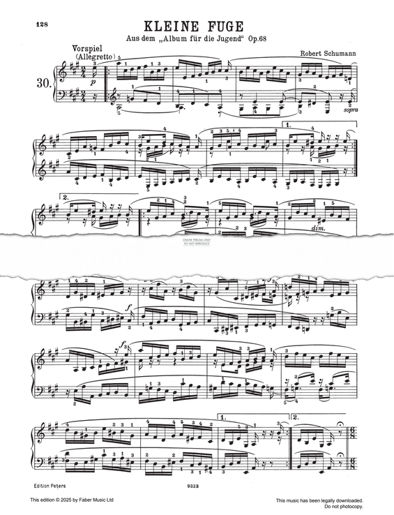 Produktgalerie: Seite 1 von 1 Little Fugue in A major op.68.40, Robert Schumann, Klavier