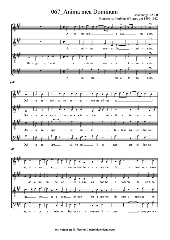 Product picture to: Anima mea Dominum Hadrian Willaert, um 1490-1562 