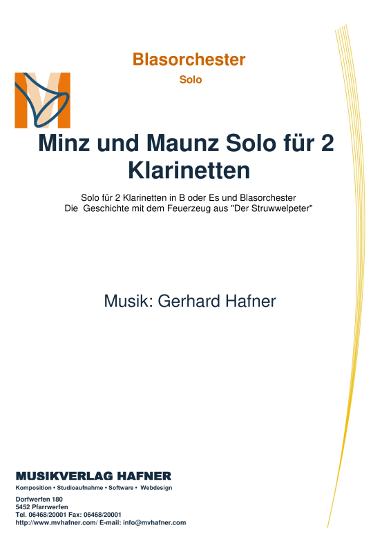 Product picture to: Minz und Maunz Solo für 2 KlarinettenGerhard Hafner