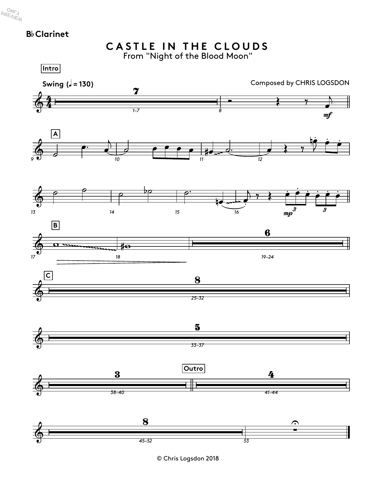 Produktbild zu: Castle In The Clouds (from Night of the Blood Moon) - Bb Clarinet
