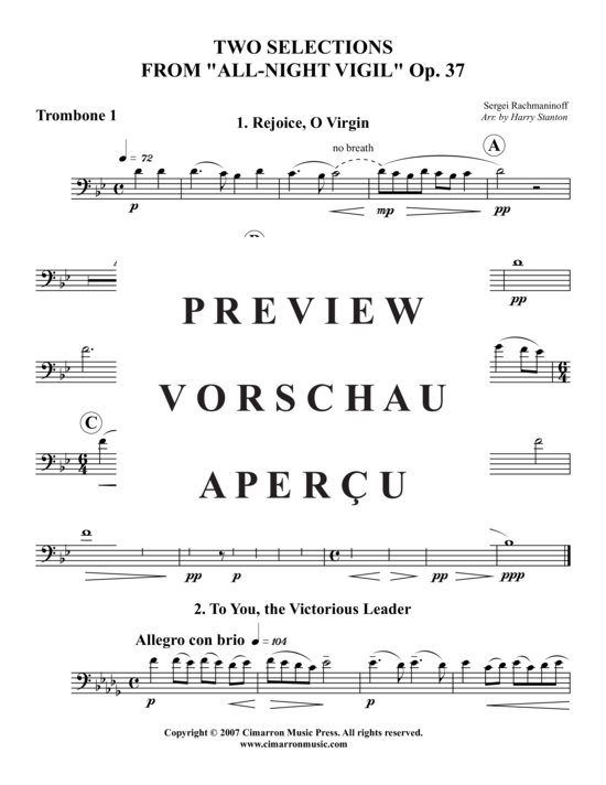 Product gallery: Page 7 of 21 Zwei Selektionen aus "All Night Vigil" , , (Trombone ensemble)