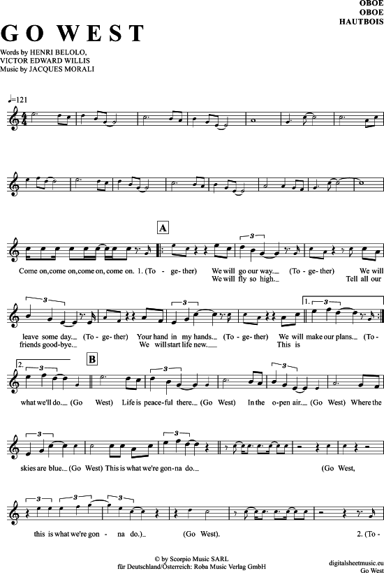 Produktgalerie: Seite 1 von 4 Go West , Pet Shop Boys, (Oboe)