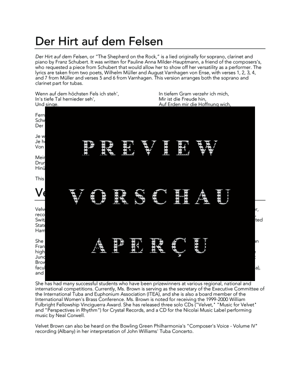 Produktgalerie: Seite 4 von 11 Der Hirt auf dem Felsen , , (Trio 2x Tuba + Klavier)