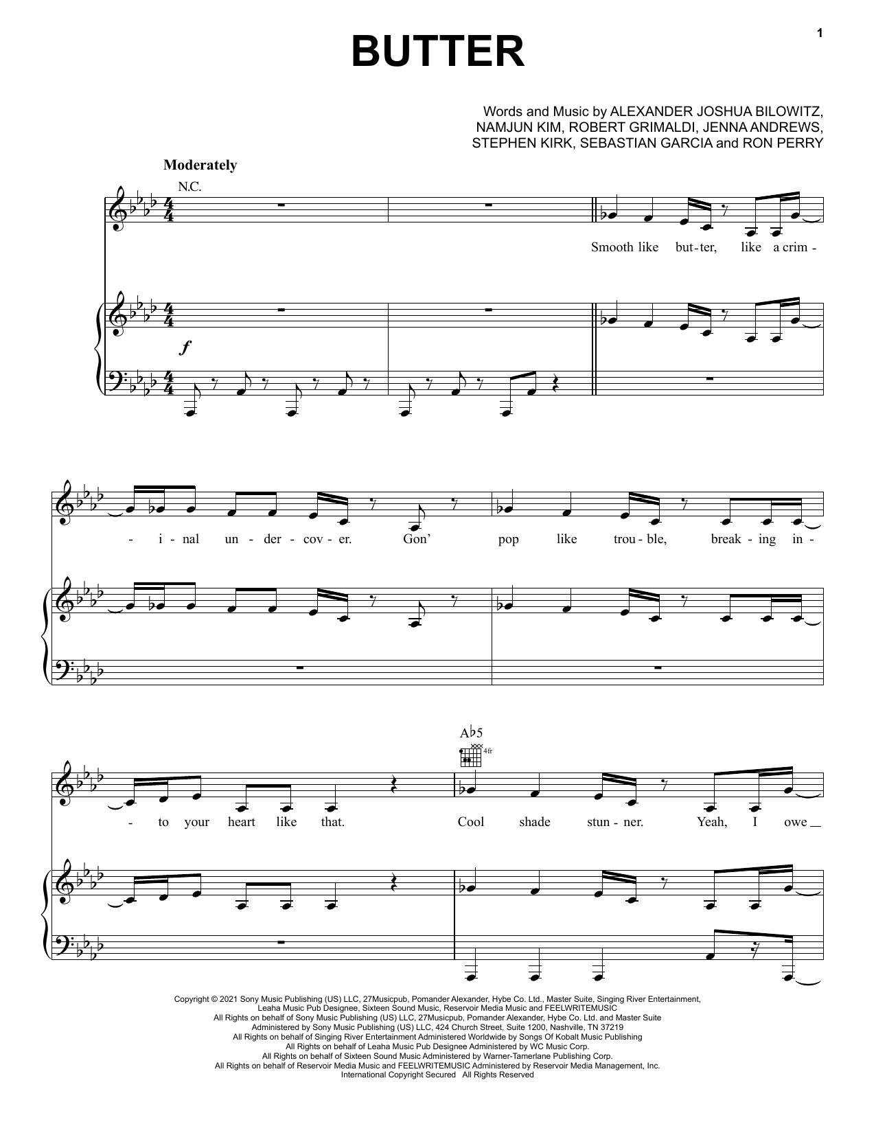 Produktgalerie: Seite 1 von 1 Butter, BTS, Gesang, Gitarre, Klavier