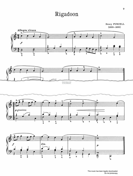 Produktgalerie: Seite 1 von 1 Rigadoon, Henry Purcell, Klavier